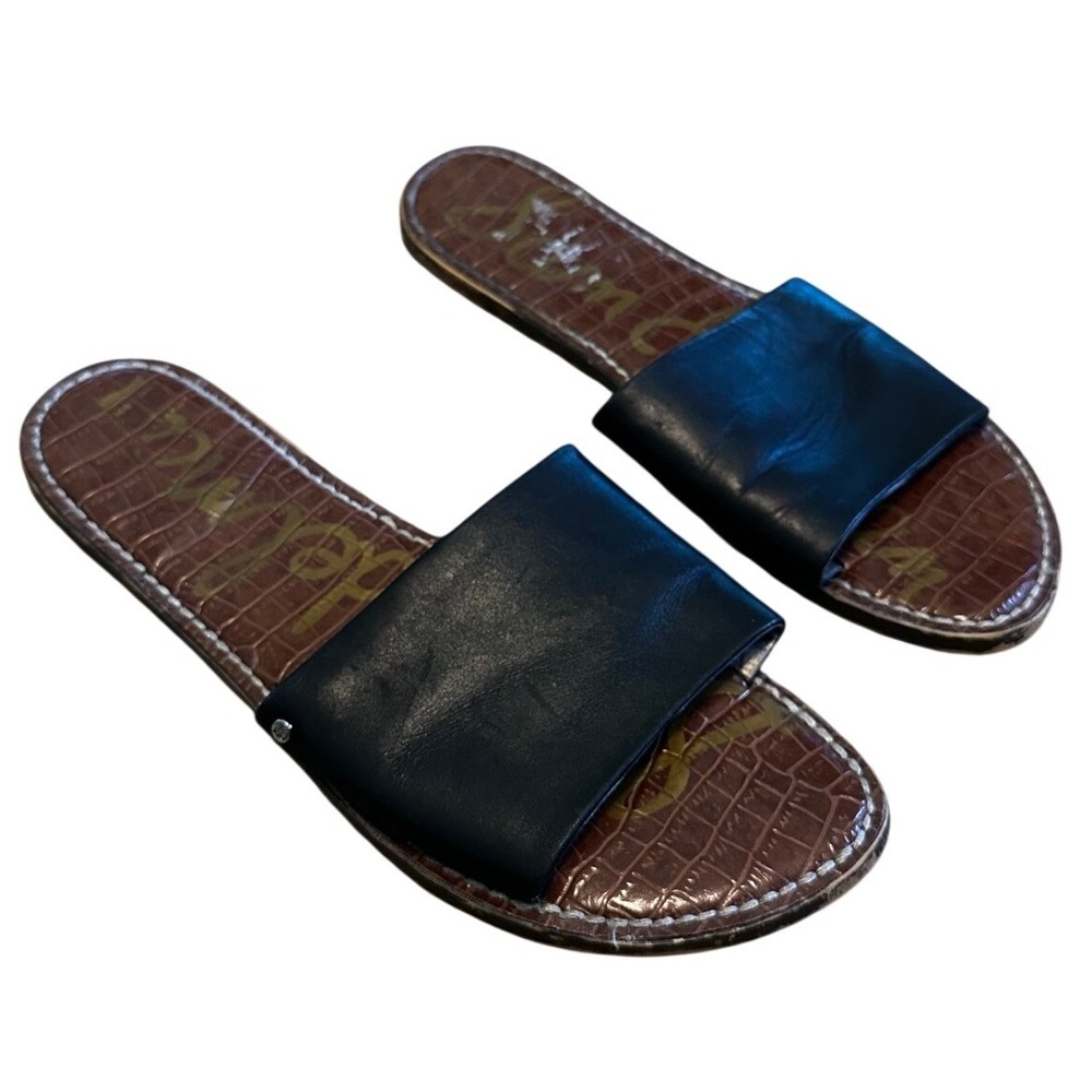 Sam Edelman Brown And Black Leather Flat Sandals Women's 10